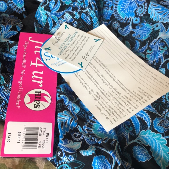 FIT FOR YOU size 16 Floral Scroll Fan V-Neck SMOCKED Ruched Empite Waist $78 NEW - Picture 9 of 15